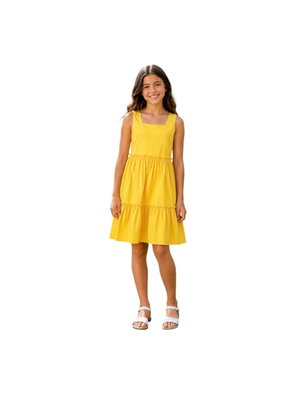 NWT Habitual Girl Yellow Tiered Dress Girls Size 10/12